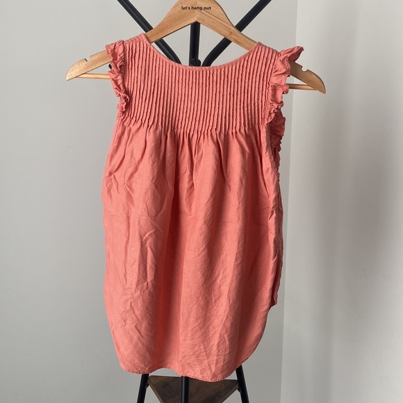 WILFRED ARITZIA Coral Sleeveless Top | Ruffles | Side Slit | Small - Picture 7 of 8